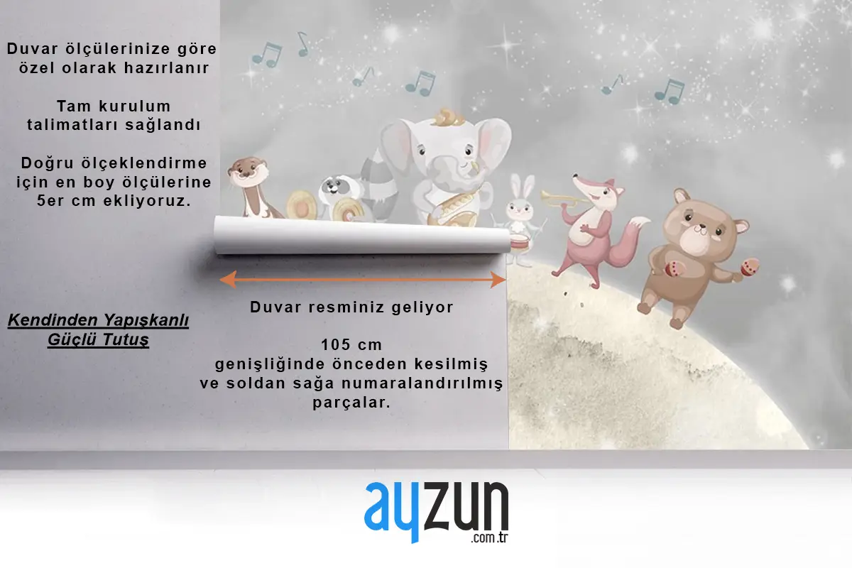Ay Üzerinde Müzik Çalak Sevimli Hayvanlar