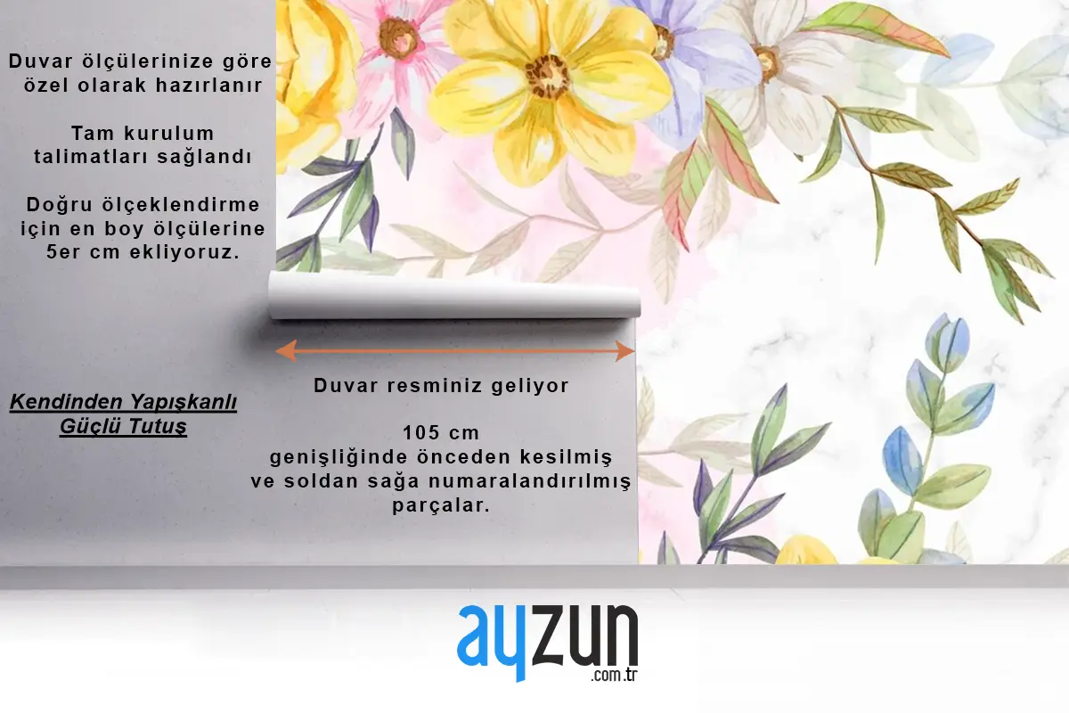 Arka Plan Pastel Renklerde Suluboya Çiçekler Duvar Kağıdı
