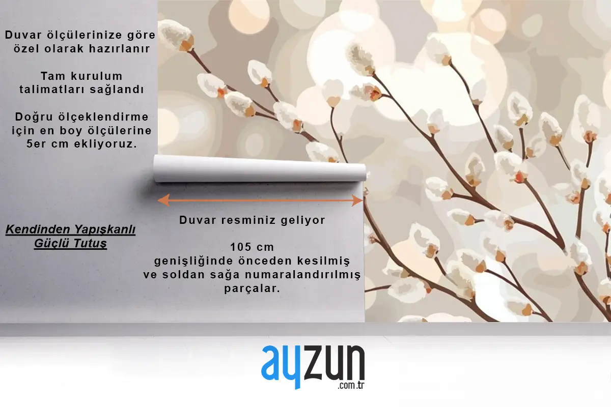 Baharı Anlatan Beyaz Çiçekli Bir Dal Tv Arkası Duvar Kağıdı