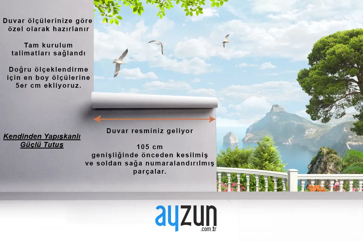 Bahçeli Balkon Ve Deniz Manzarası Duvar Kağıdı