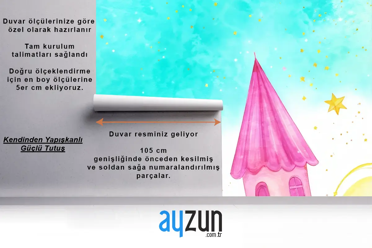Uçan Bir Peri Masalı Suluboya Çocuk Odası Duvar Kağıdı Ile Balon