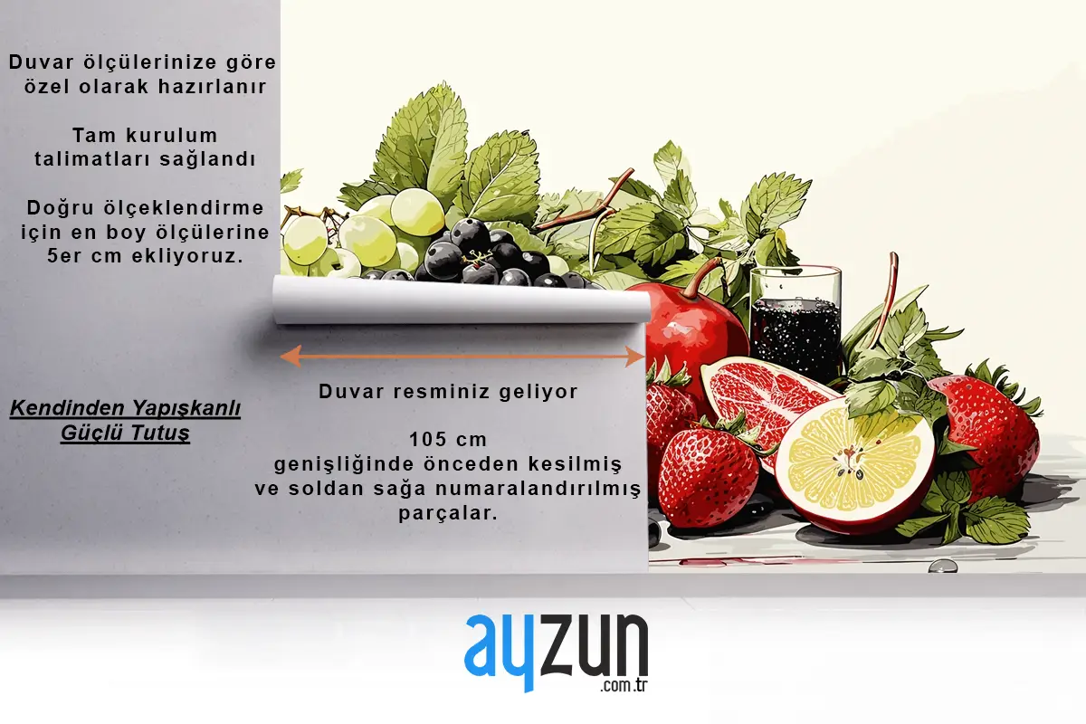 Beyaz Zemin Üzerinde Güzel Suluboya Meyve Kağıt Mutfak Duvar Kağıdı Duvar Üzerine Elle Boyalı