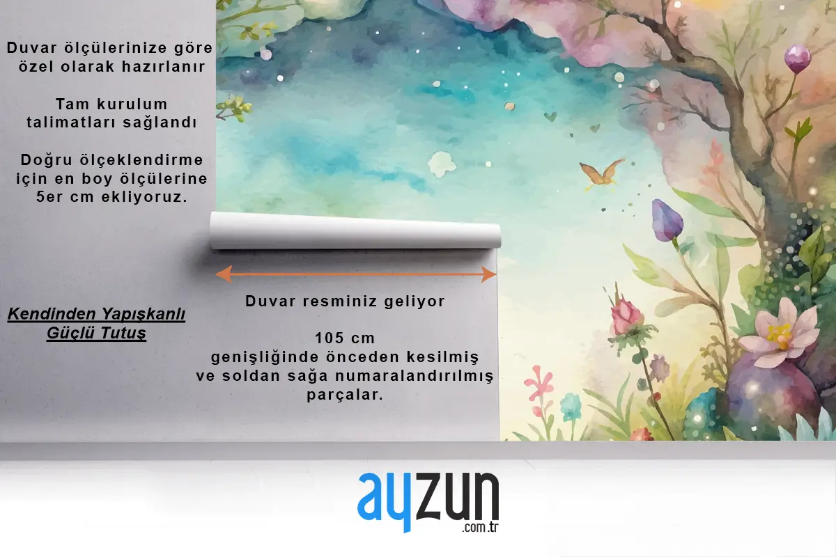 Güzel Bir Kır Çiçeği Suluboya Arka Plan Çocuk Odası Duvar Kağıdı