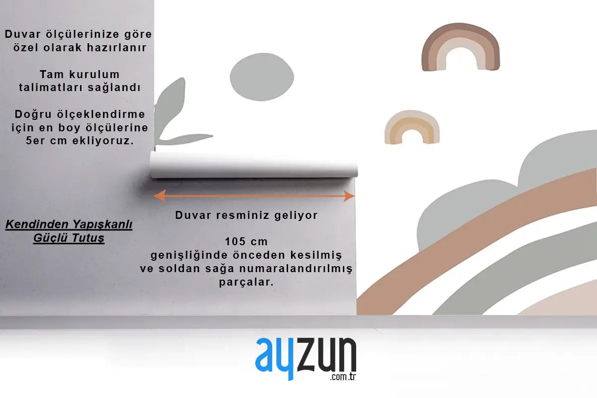 Çizim Palmiye Güneş Çocuk Odası Duvar Kağıdı