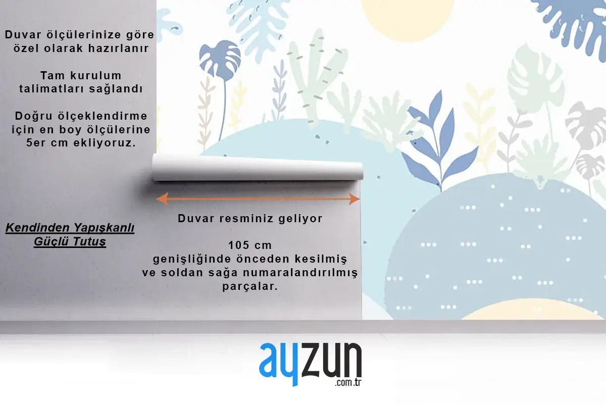 Bebek Odası Çocuk Duvar Kağıdı Soft Renk Dağlar