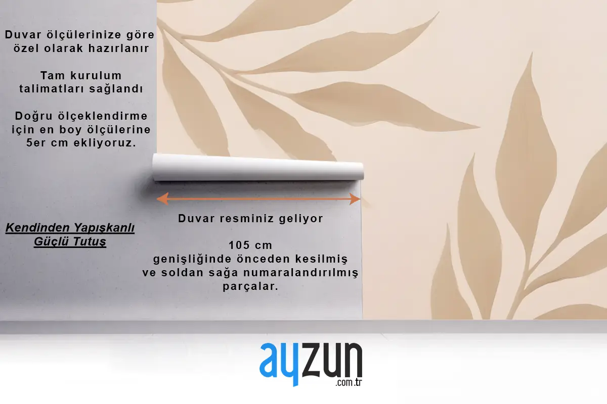 Hafif Antre  Hol  Koridor Duvar Kağıdı Duvarında Bej Yapraklar