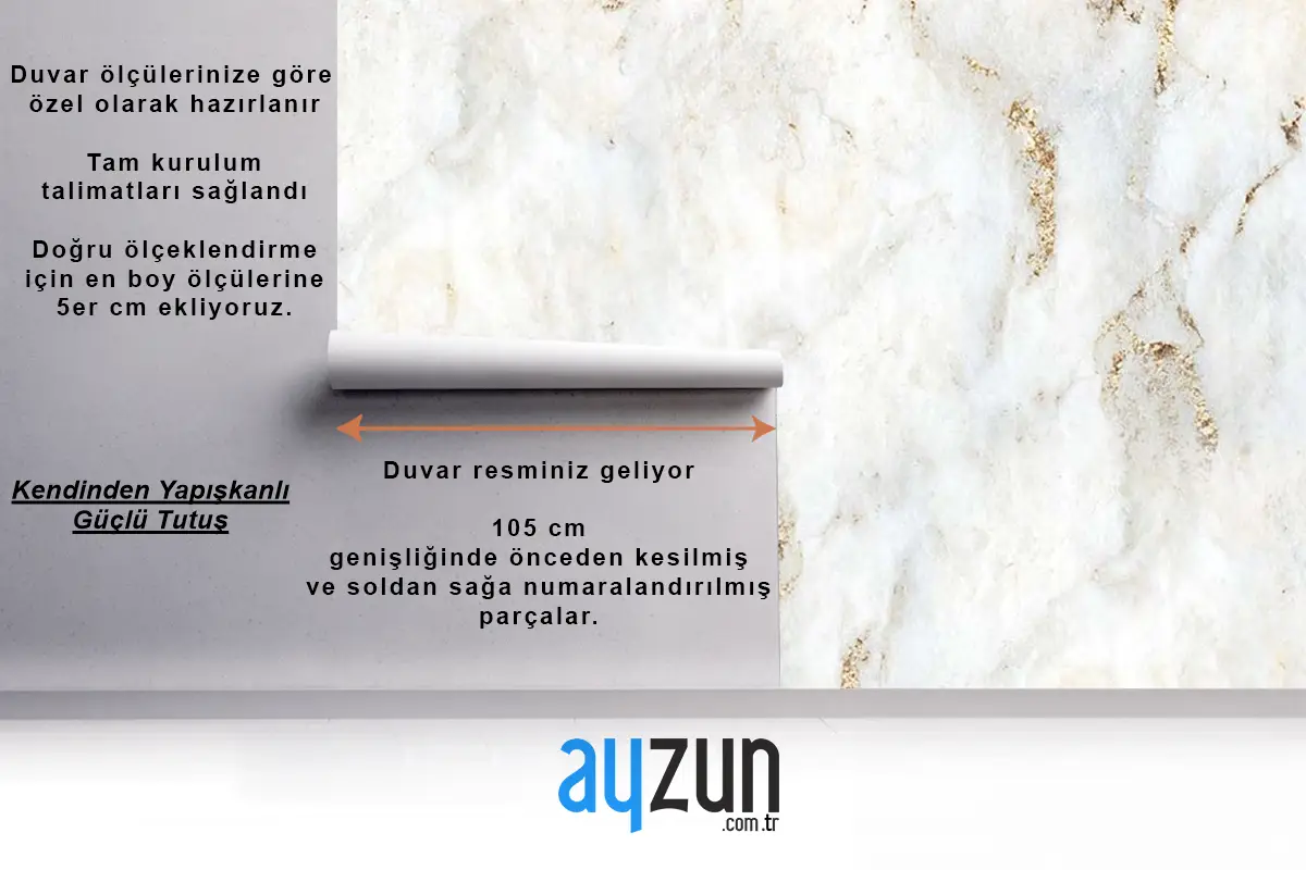 Bej Altın Dokulu Mermer Desen Duvar Kağıdı