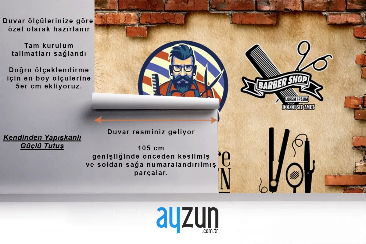 Berber Aletleri Kırık Tuğla Duvar Kağıdı