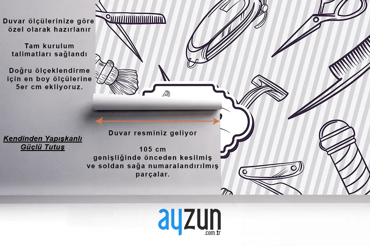 Berber Dükkanı Aletleri Erkek Kuaför Salonu Duvar Kağıdı