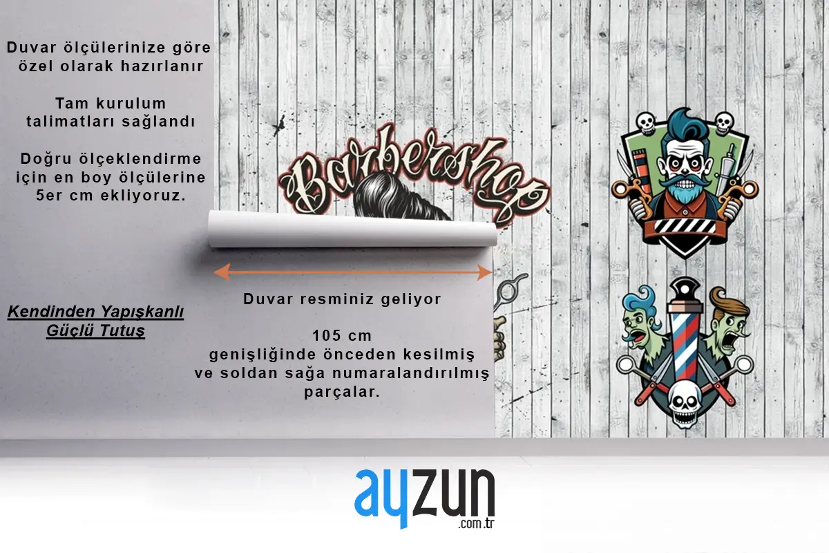 Berber Dükkanı Kuaför Salonu Duvar Kağıdı Tasarımı