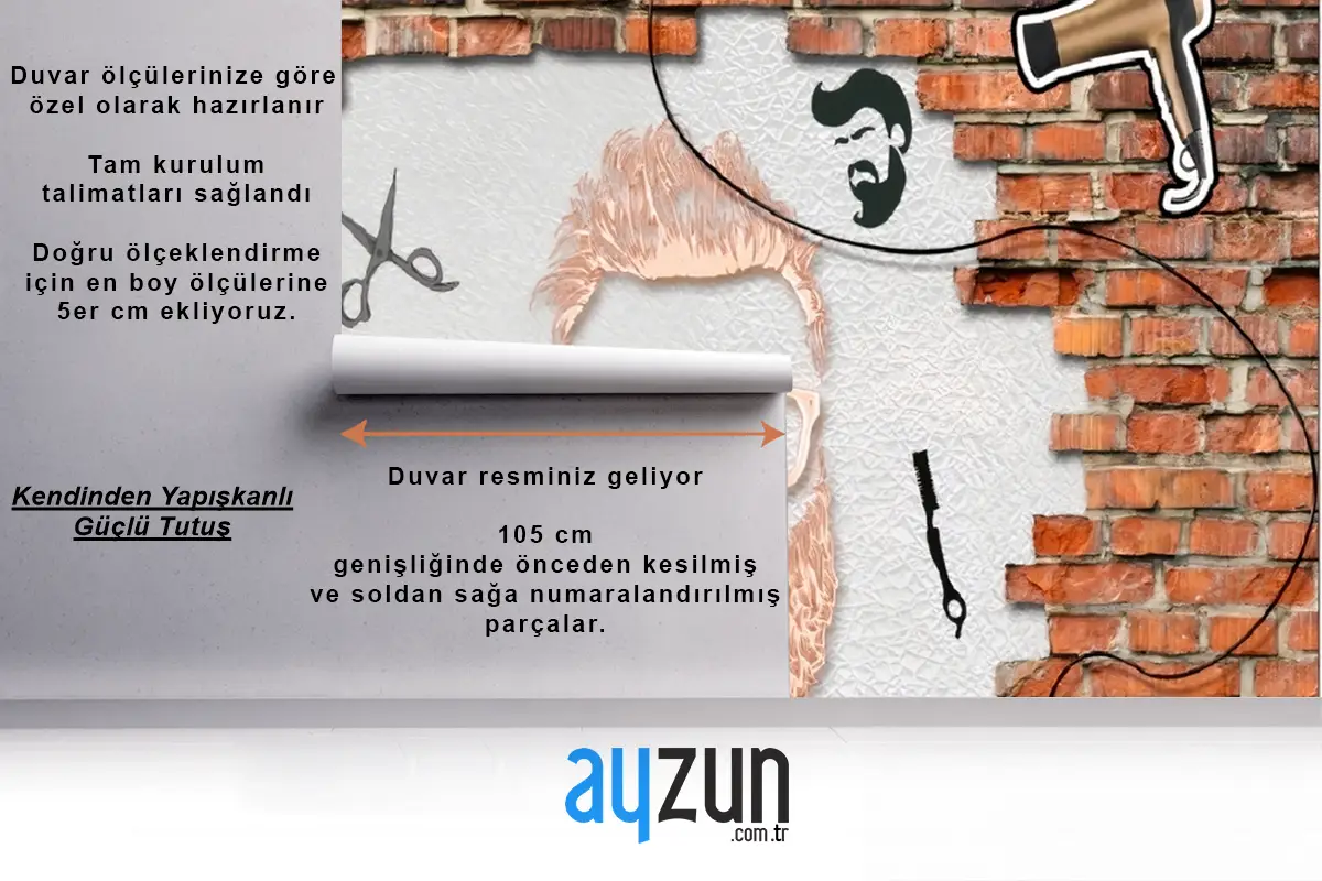 Berber Duvar Resmi Ahşap Sanatı Zarif Duvar Kağıdı