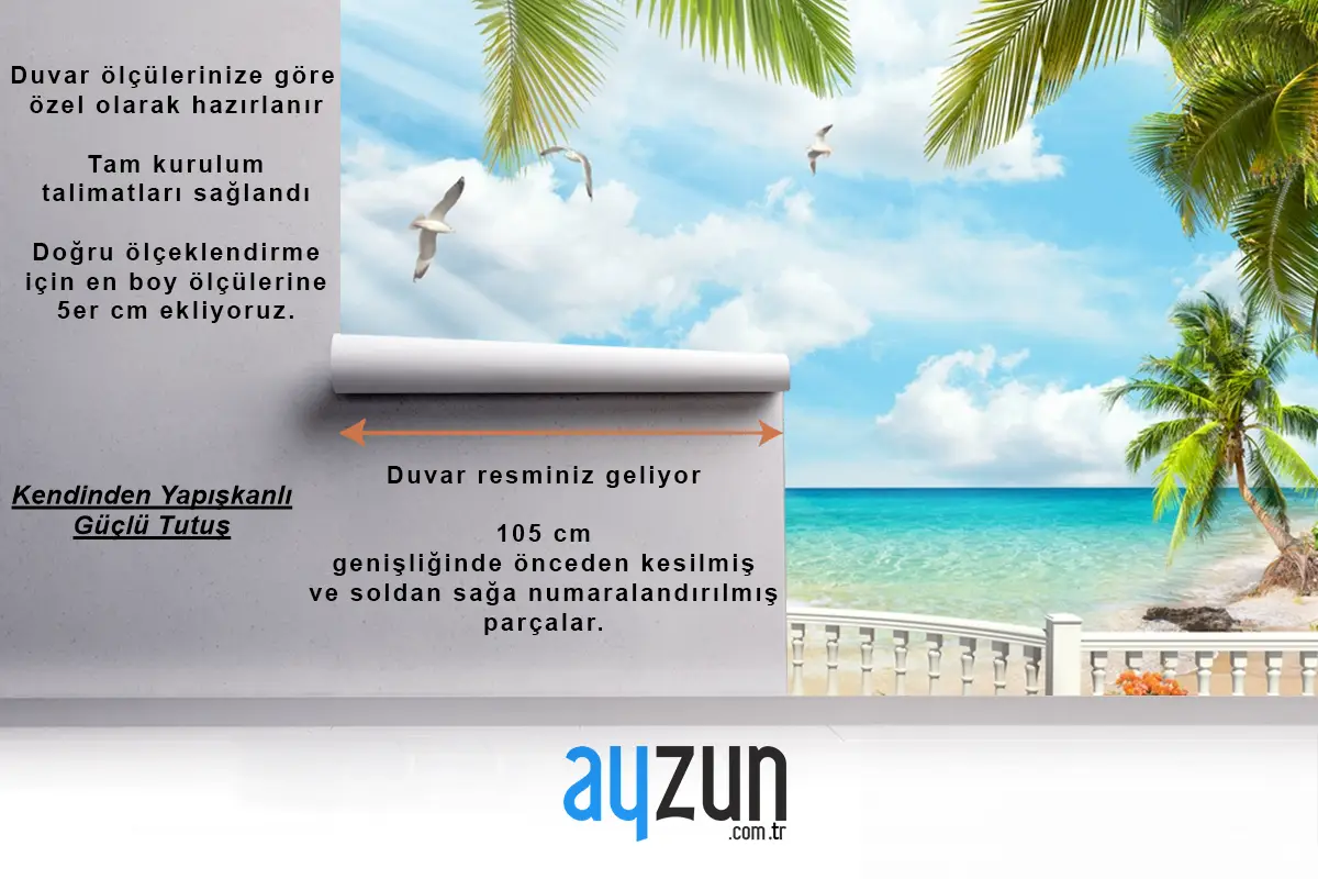 Beyaz Balkon Ve Mavi Deniz Duvar Kağıdı