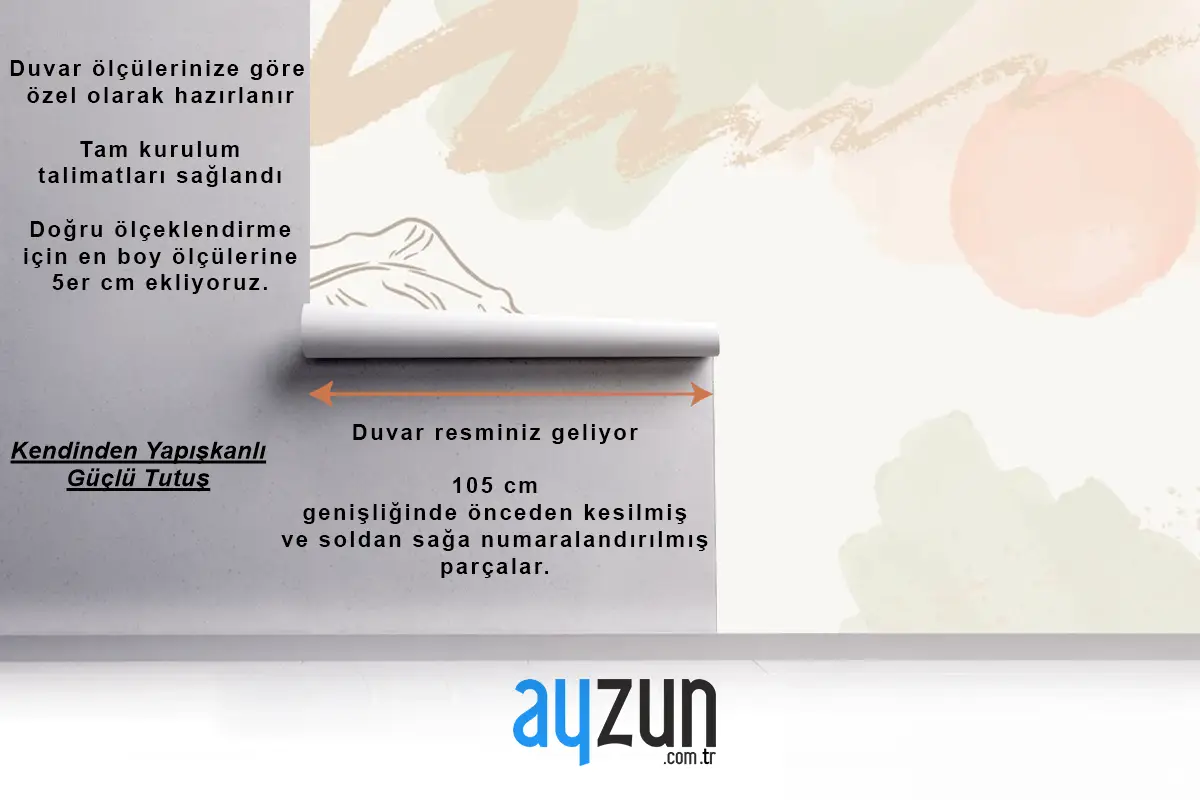 Bitkilerle Elle Çizilmiş Tv Arkası Duvar Kağıdı