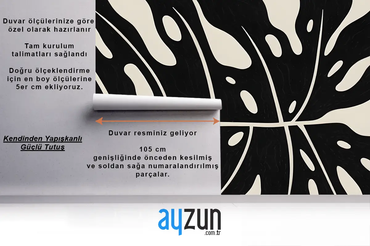 Organik Şekiller Ve Çizgilerle Siyah Beyaz Soyut Desen Antre  Hol  Koridor Duvar Kağıdı