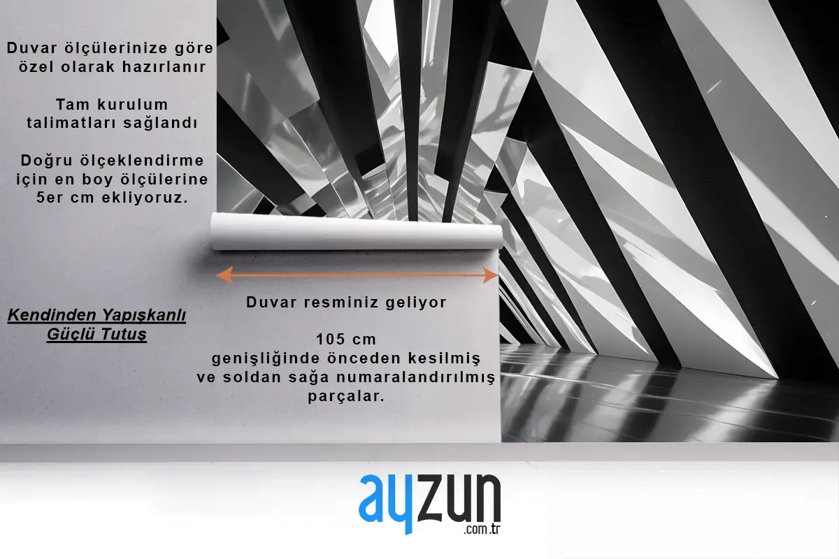 Siyah Beyaz Mimari Yanardöner Stil Duvar Kağıdı 