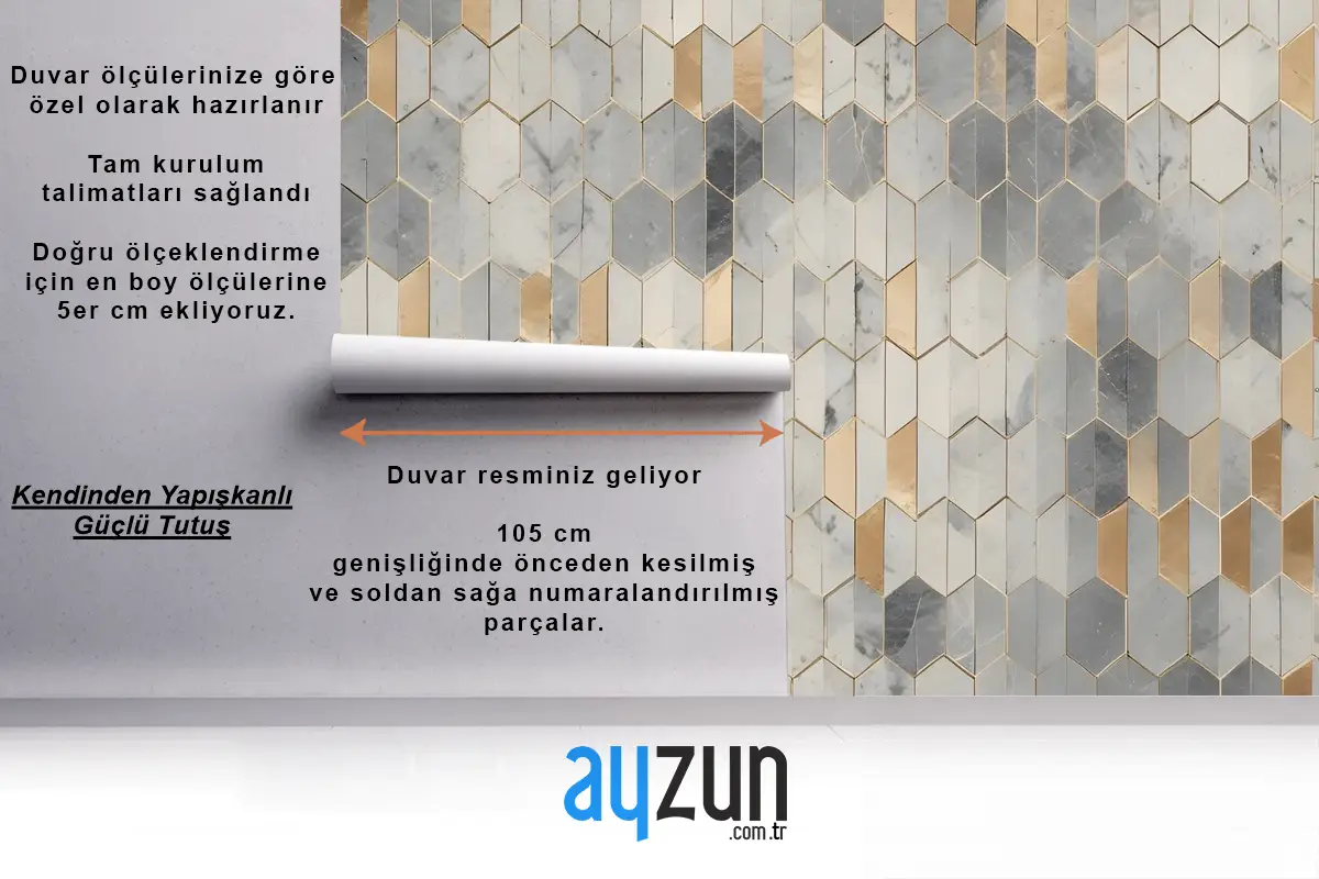 Altın Tarzı Süs Duvar Kağıdı  Ile Siyah Mermer