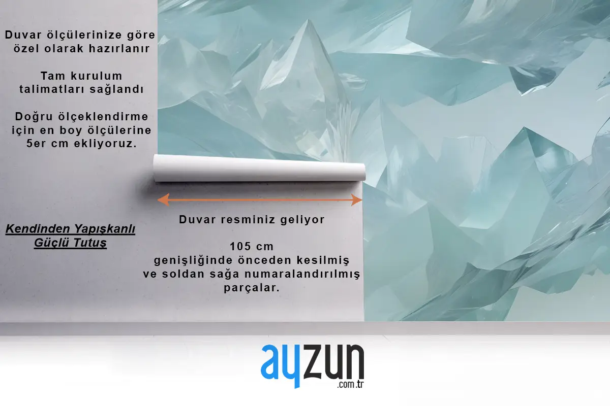 Mavi Yeşil Soyut Okyanus Boyama Banyo Duvar Kağıdı