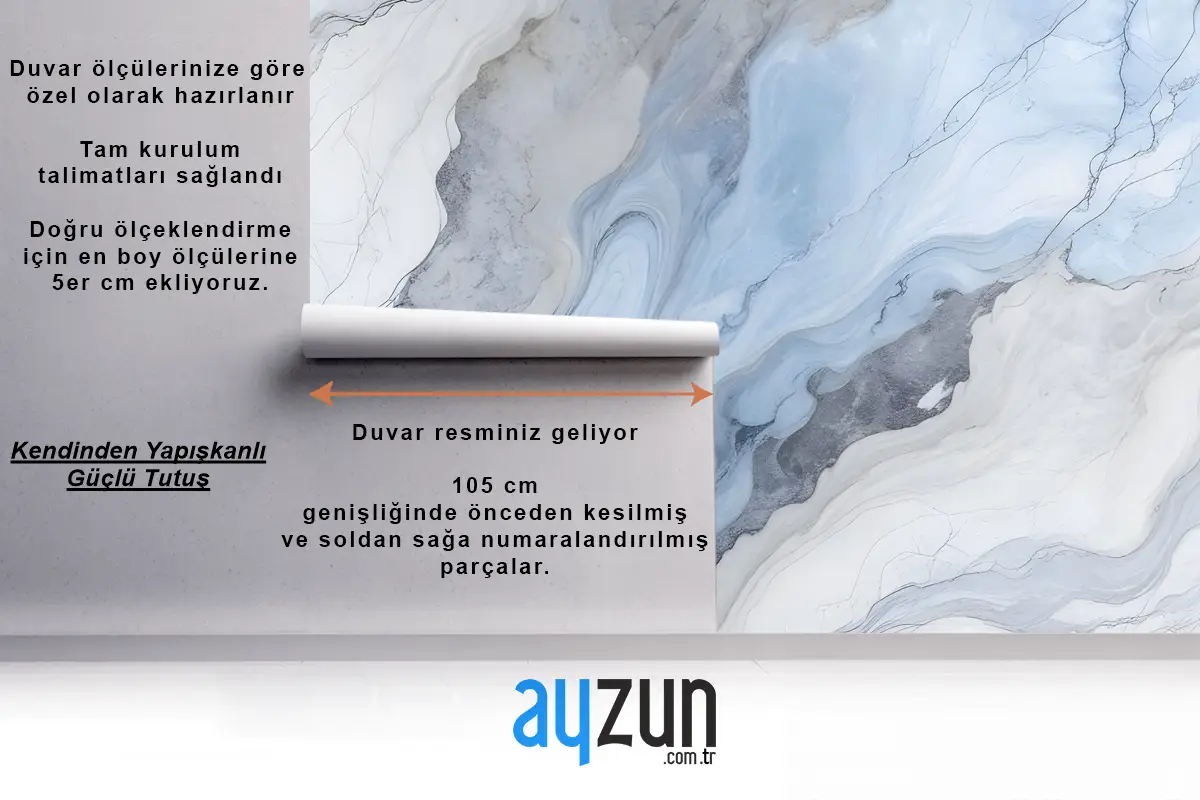 Mavi Mermer Sanat Duvar Kağıdı 