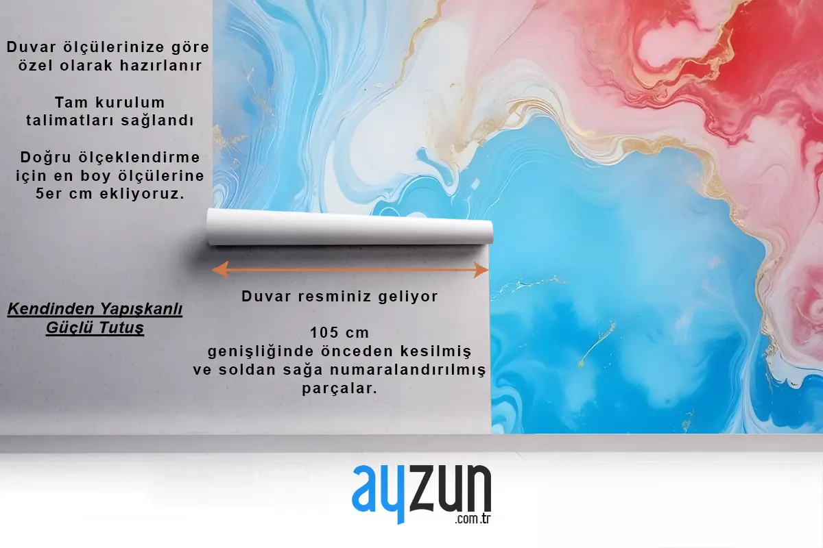 Kırmızı Sıçrama Duvar Kağıdı  Ile Mavi Mermer