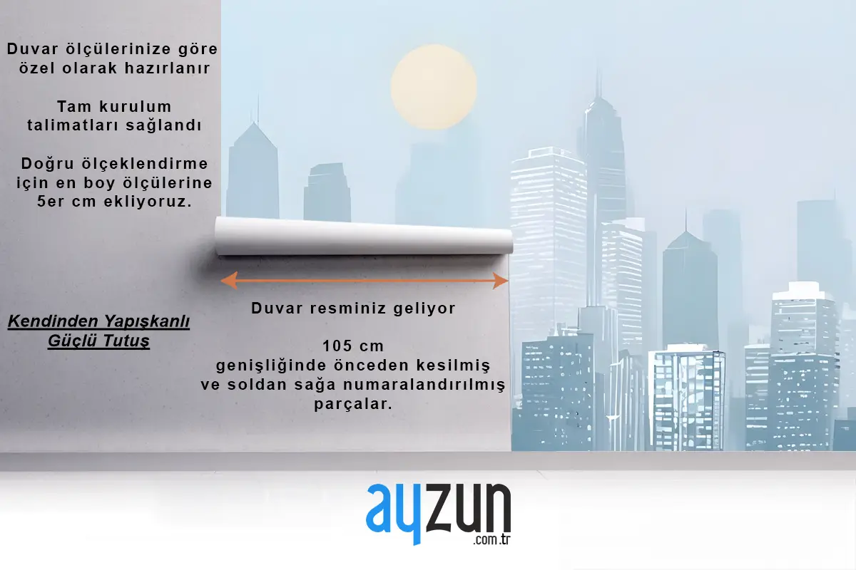 Mavi Monokrom Şehir Manzarası Ve Yumuşak Güneş Duvar Kağıdı