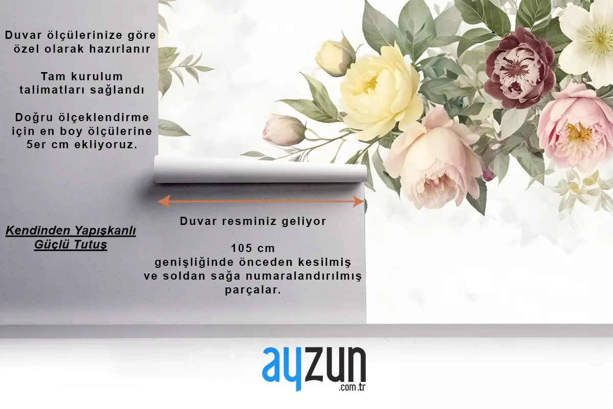 Bohem Yabanasması Çiçek Buketi Duvar Kağıdı 