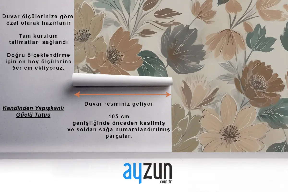 Bohem Stili Anemon Çiçek Buketi Duvar Kağıdı 