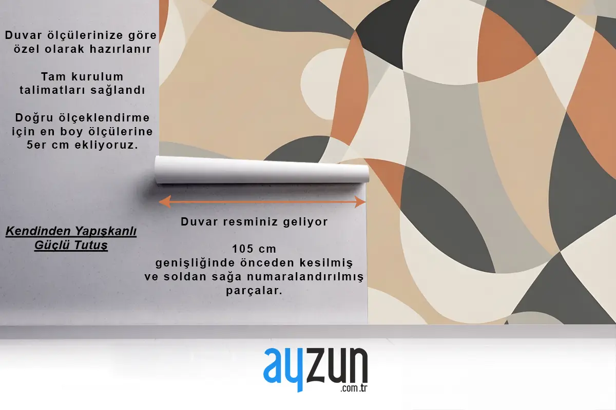 Boho Geometrik Soyut Sanat Yatak Odası Duvar Kağıdı