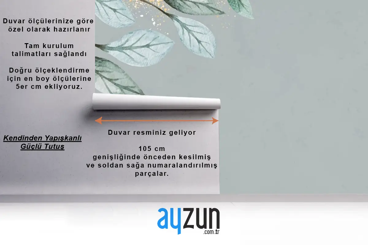 Boş Yapraklı Çerçeve Tasarım Arka Planı Tv Arkası Duvar Kağıdı