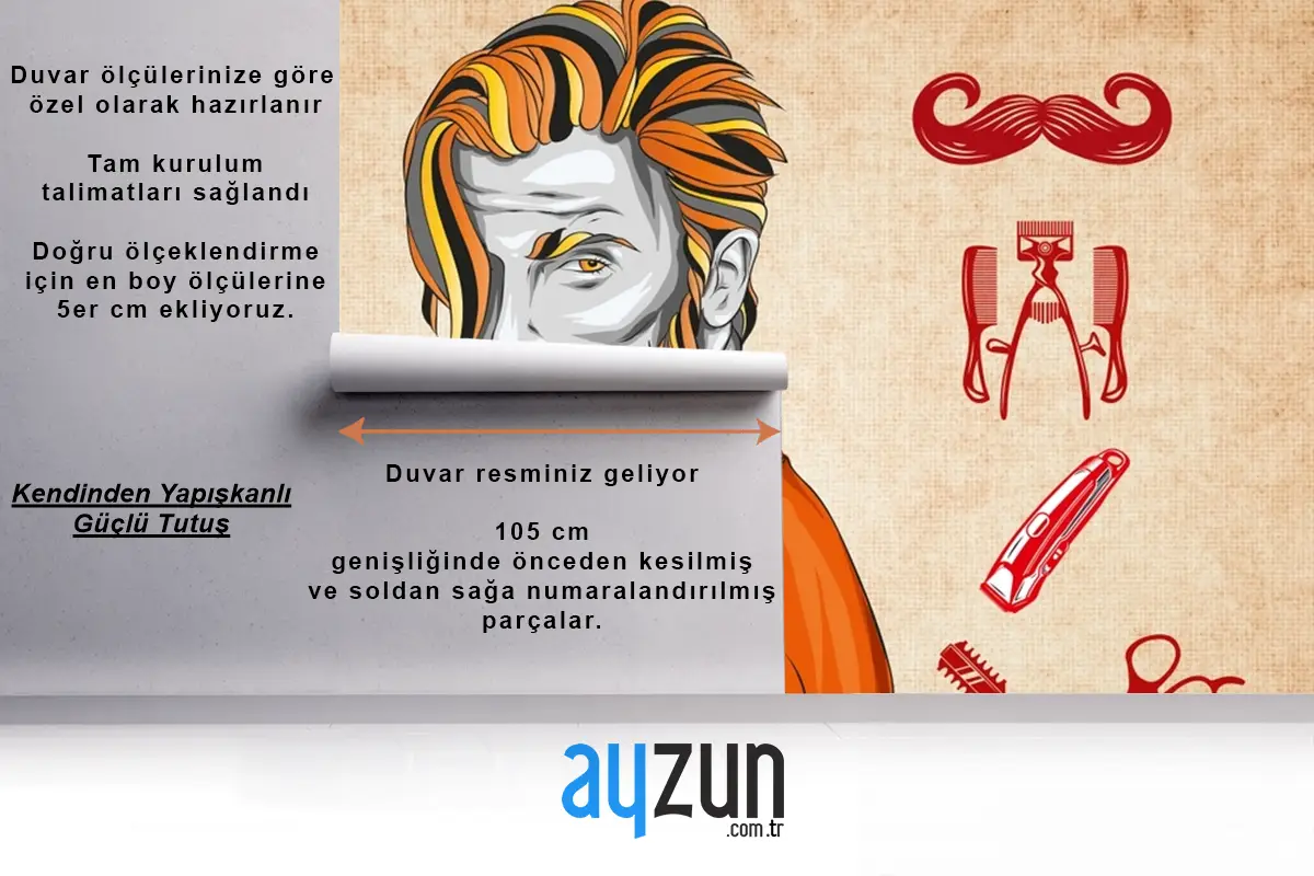 Boyalı Saç Erkek Kuaför Duvar Kağıdı