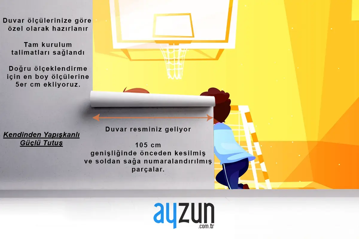 Okulda Topla Basketbol Oynayan Çocuk Odası Duvar Kağıdı
