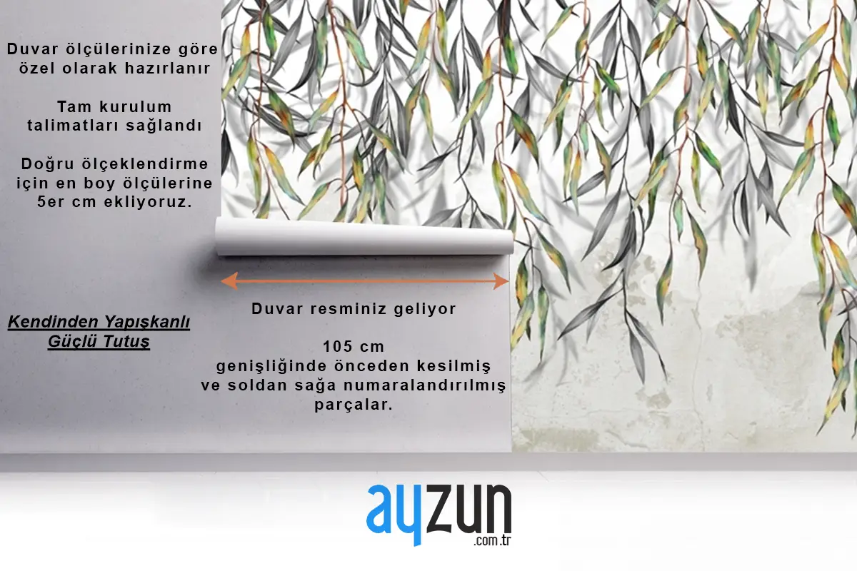 Arka Planda Yukarıdan Asılan Dallar Yatak Odası Duvar Kağıdı