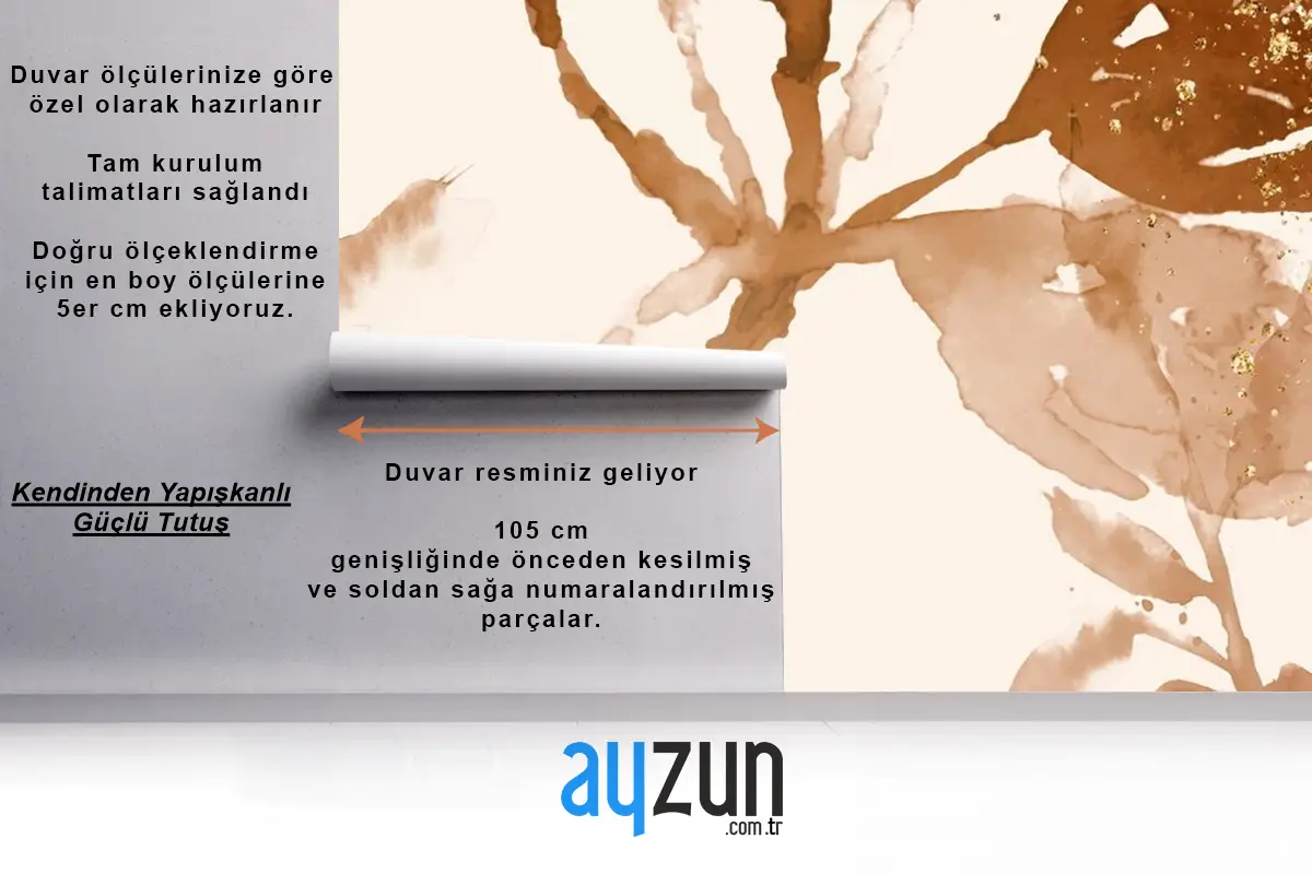 Kahverengi Suluboya Yaprak Arka Plan Estetik Sonbahar Sezonu Duvar Kağıdı