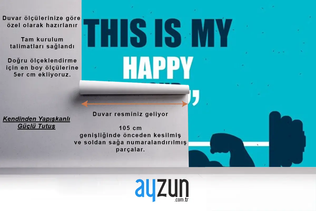 Bu Benim Mutlu Saatim Yazılı Spor Salonu Duvar Kağıdı
