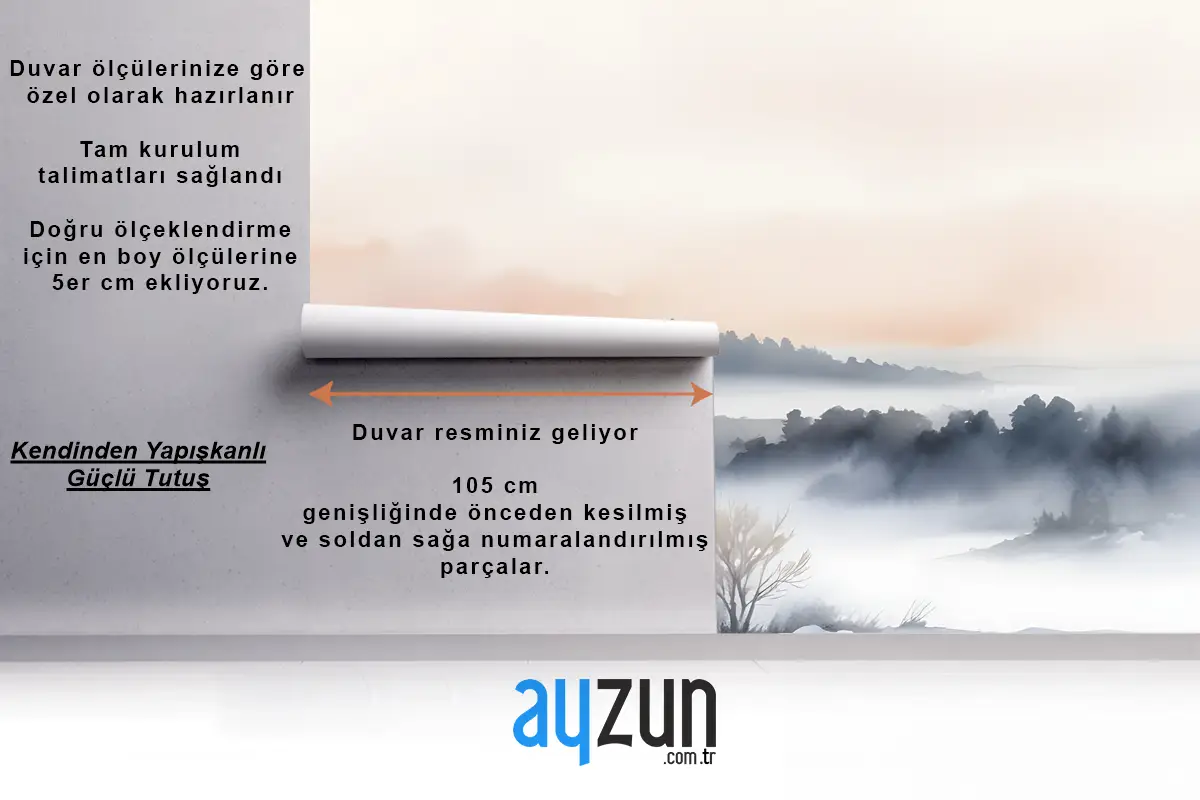 Sakin Suluboya Gökyüzü Ve Manzara Yatak Odası Duvar Kağıdı