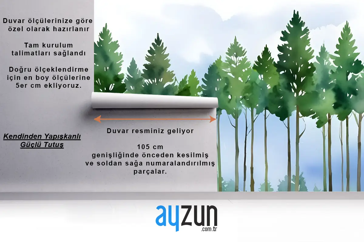 Karikatür Kavak Ağacı Duvar Kağıdı