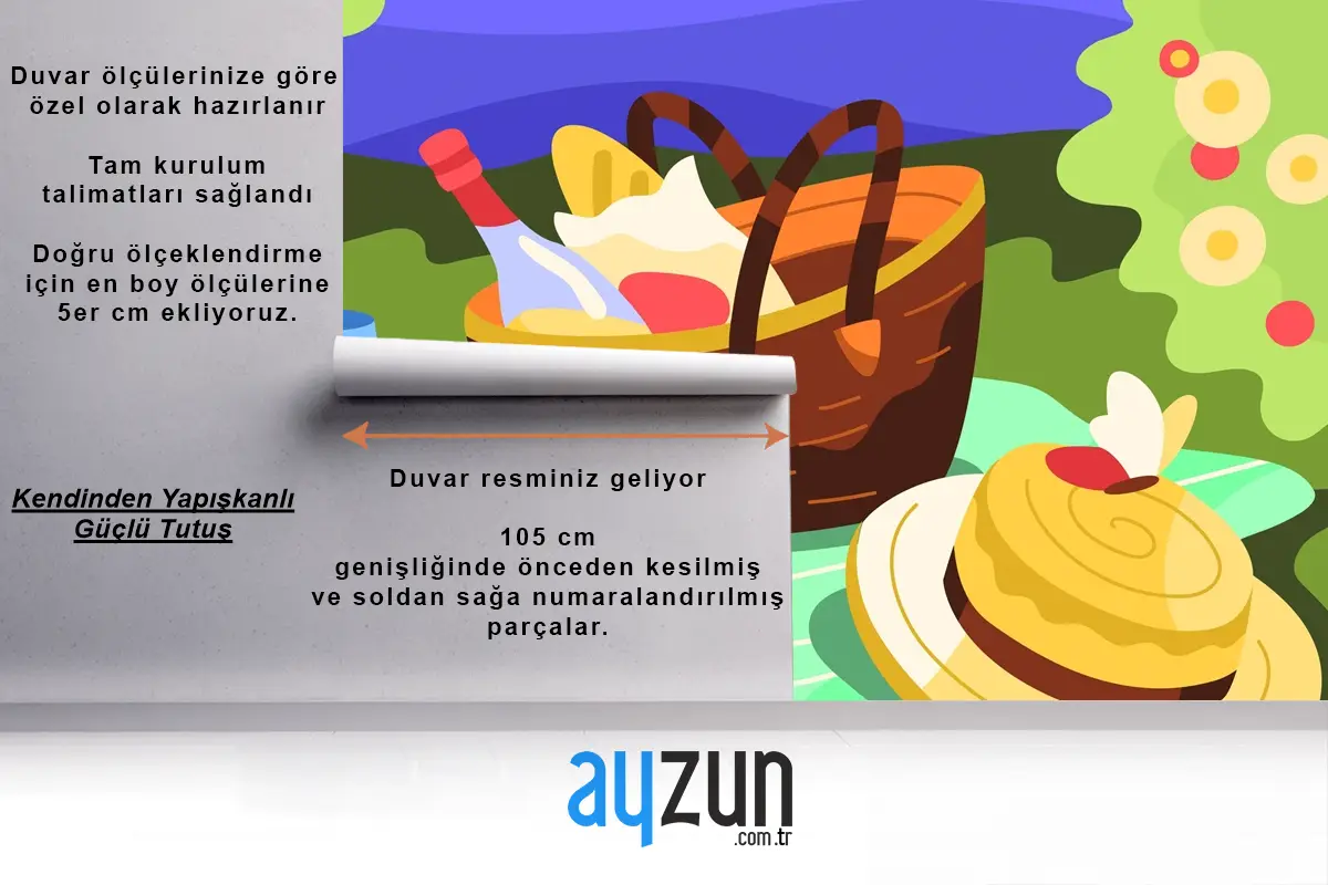 Karikatür Yaz Arka Plan Mutfak Duvar Kağıdı Duvar