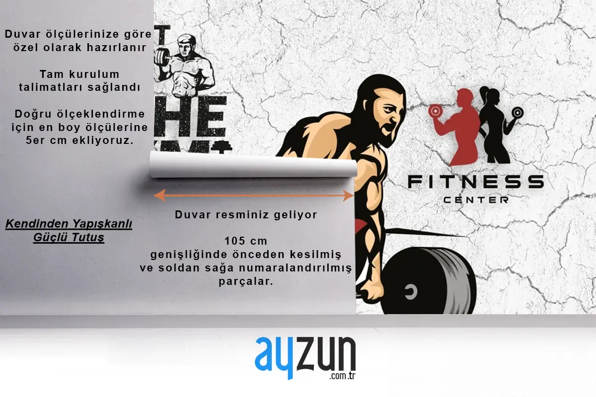 Çatlak Duvar Temalı Fitness Center Duvar Kağıdı