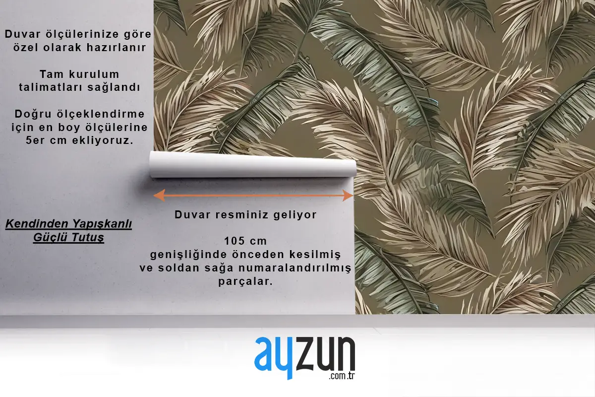 Kömür Muz Ve Palmiye Yaprakları Duvar Kağıdı