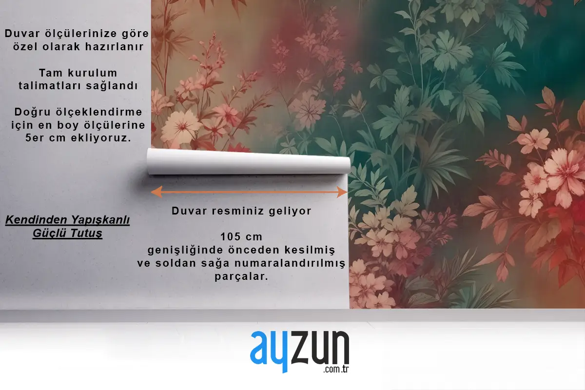 Chinoiserie Vintage Bitkiler Duvar Kağıdı