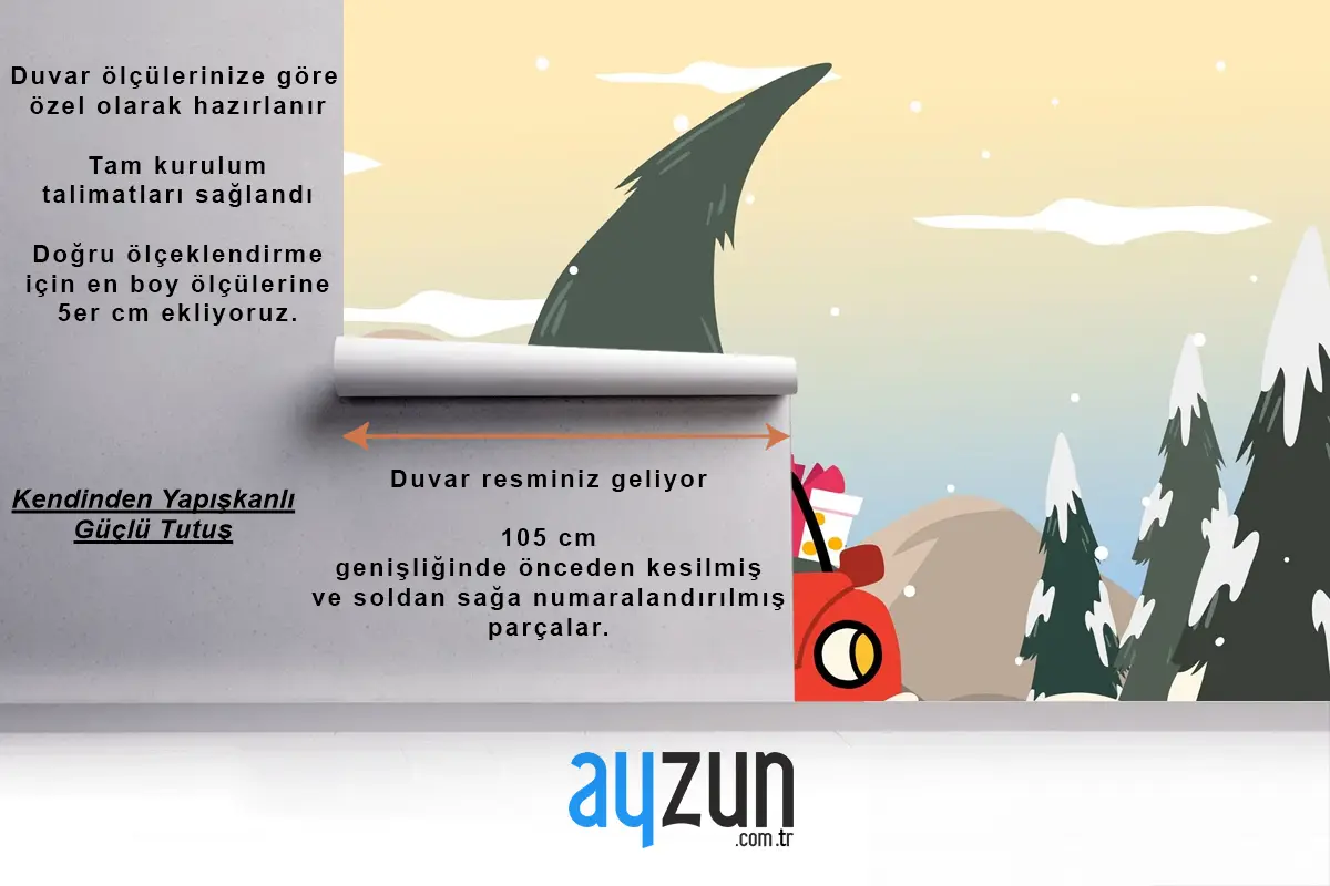Düz Tasarım Çocuk Odası Duvar Kağıdı Duvarında Noel Arkaplanı