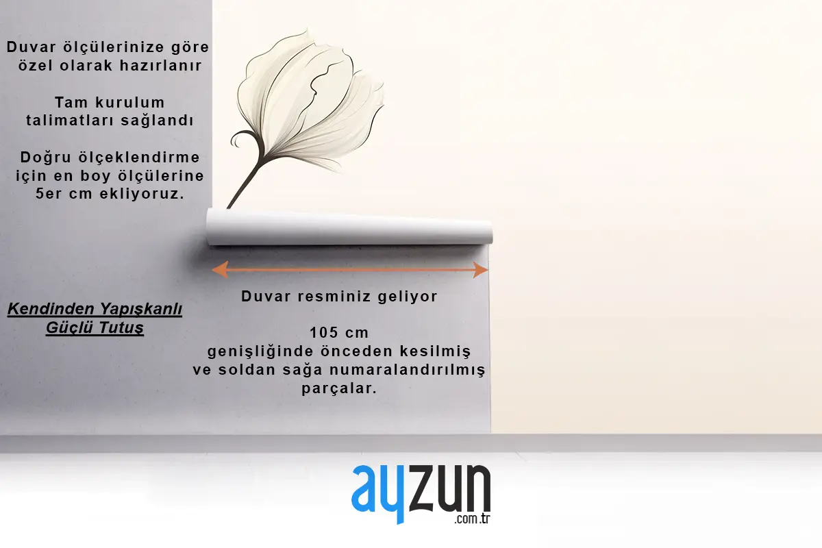 Çiçek Çizimi Tv Arkası Duvar Kağıdı