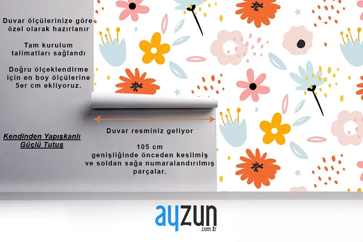 Çiçekler Çocuk Odası Duvar Kağıdı