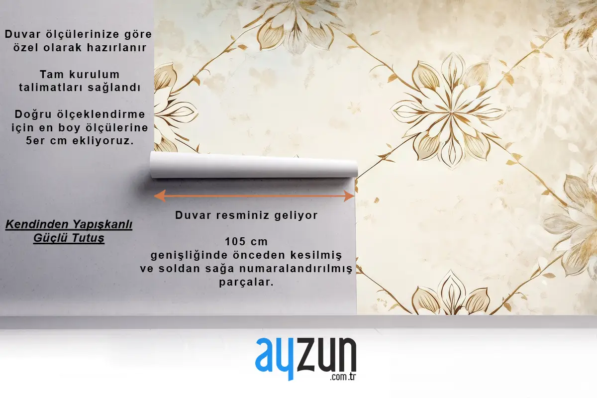 Çiçekler Ve Çiçek Öğeleri Içeren Soyut Vintage Duvar Kağıdı