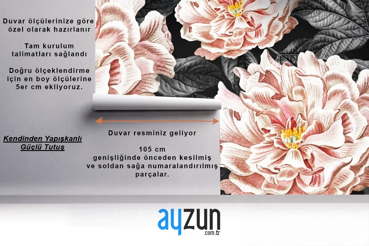 Çiçekli Şakayık Vintage Duvar Kağıdı