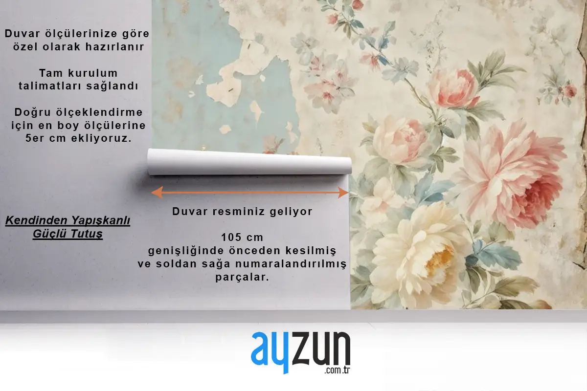 Çiçekli Vintage Duvar Kağıdı