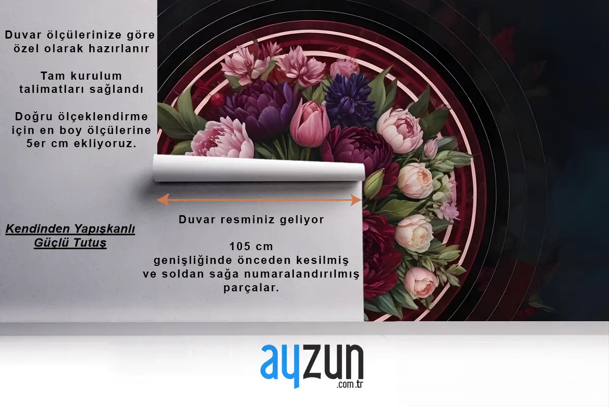 Daire Koyu Çiçek Duvar Kağıdı 