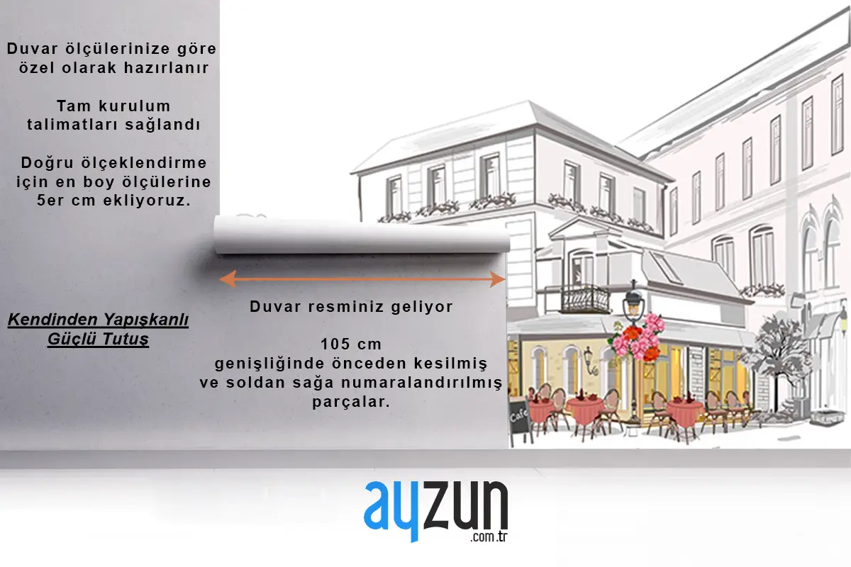Çizim Cafe Tarzı Duvar Kağıdı
