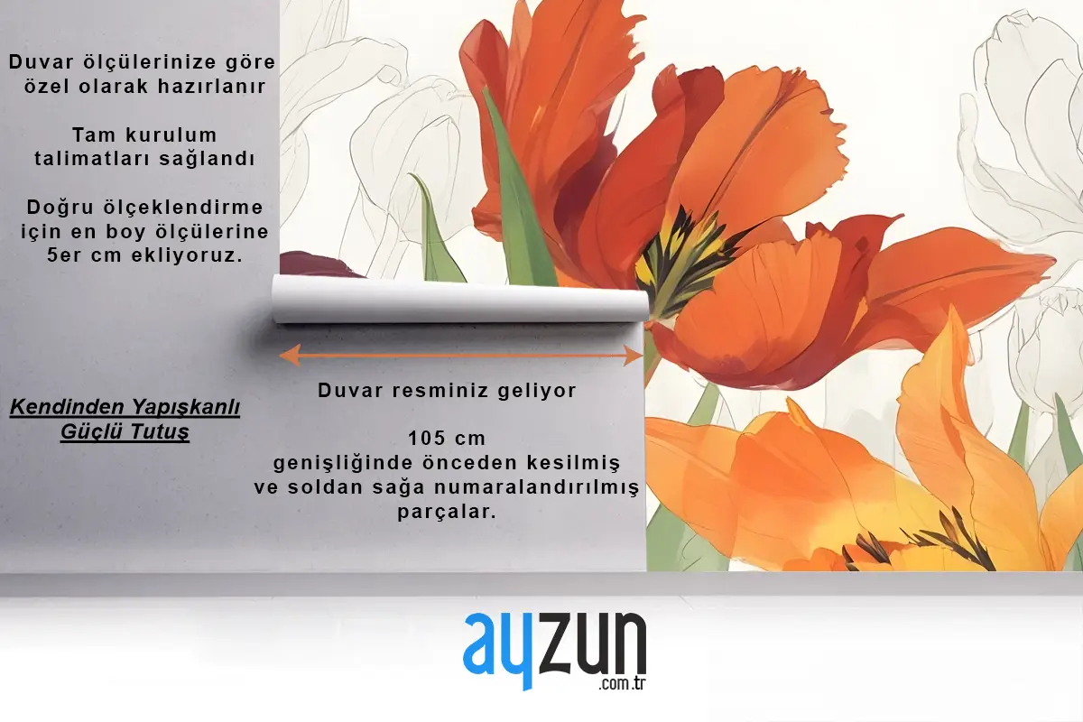 Hafif Antre  Hol  Koridor Duvar Kağıdı Duvarına Karşı Yeşil Yapraklı Yakın Çekim Turuncu Ve Kırmızı Laleler