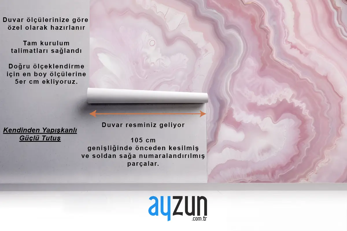 Pembe Duvar Kağıdının Dönen Desenleriyle Doğal Akik Taşının Yakın Çekimi Antre  Hol  Koridor 