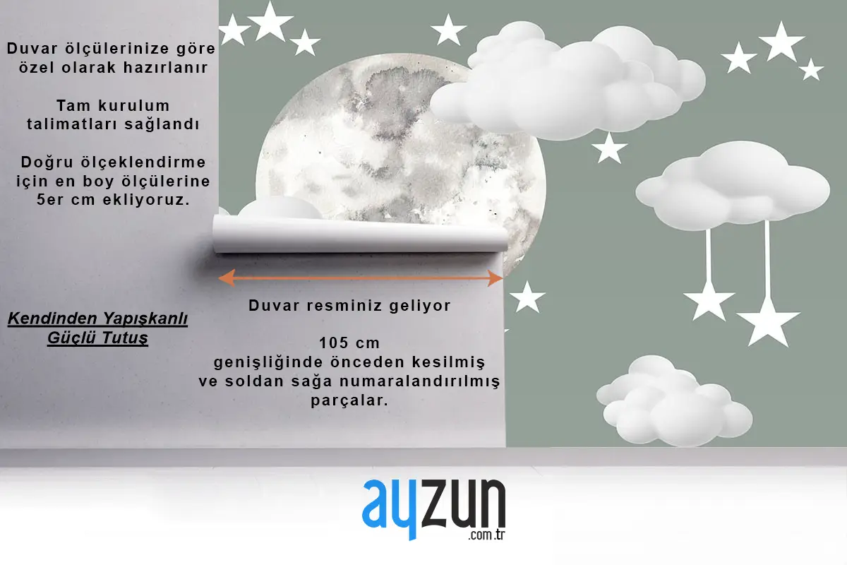 Çocuk Odası Bulutlu Bebek Odası Duvar Kağıdı